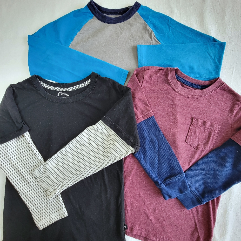 Lot Of 3 Kid's Long Sleeve T-Shirts Sz 6-7 Raglan Back To School Circo Carter's